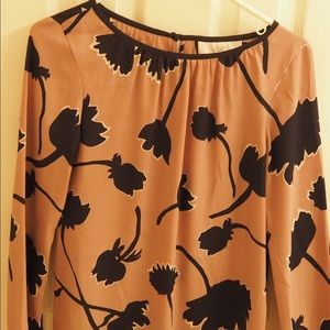 LOFT beige and black flowered blouse